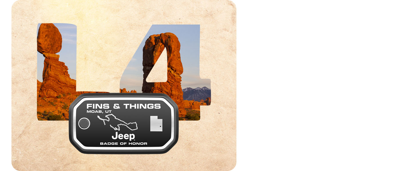 L 4. Fins and Things. Moab, Utah Jeep Badge of Honor.