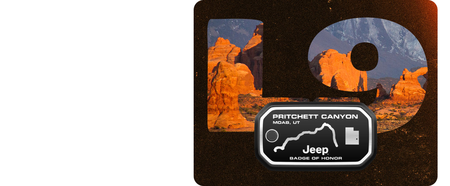 L 9. Pritchett Canyon. Moab, Utah Jeep Badge of Honor.