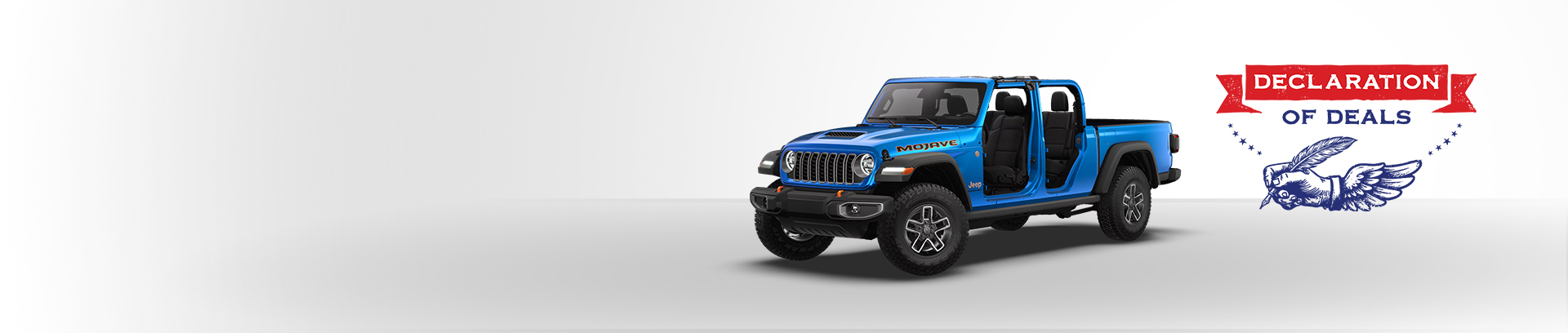Una Jeep Gladiator Mojave 2026 sin puertas ni techo. Declaration of Deals.